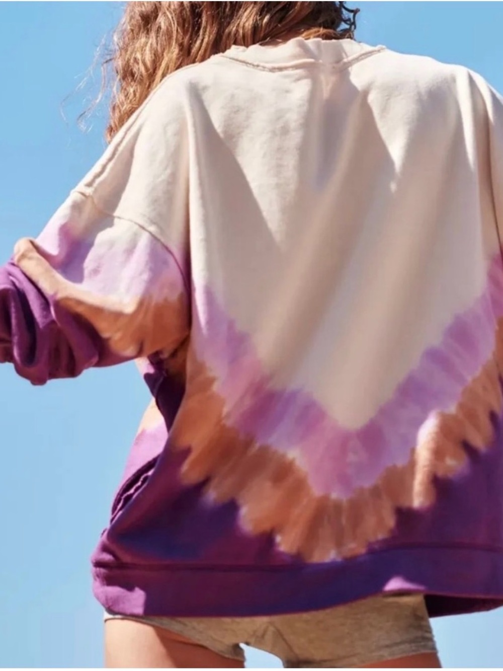 Free People Tie-Dye Crewneck Sweatshirt - Purple & Cream - Picture 2 of 8